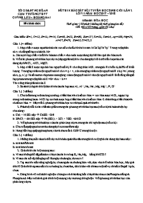Đề khảo sát đội tuyển học sinh giỏi lần 2 môn Hóa học Lớp 11 - Năm học 2017-2018 - Trường THPT Quỳnh Lưu (Có đáp án)